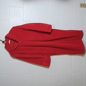 Secret Treasures Zip Front Soft Plush Fleece Cozy Red Robe Pockets